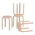 thumbnail image 1 of Patiojoy 4 pcs 17" Round Stacking Stool Dining Chair Set Backless Wood Seats Natural, 1 of 8