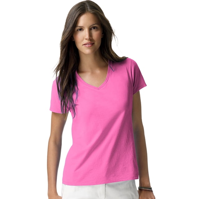Hanes T-Shirt à Col en V Nano-T pour Femmes, m, Rose Wow