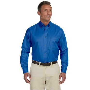 Harriton Chemise en Sergé à Manches Longues pour Hommes Grands Easy BlendTM avec Libération de Taches