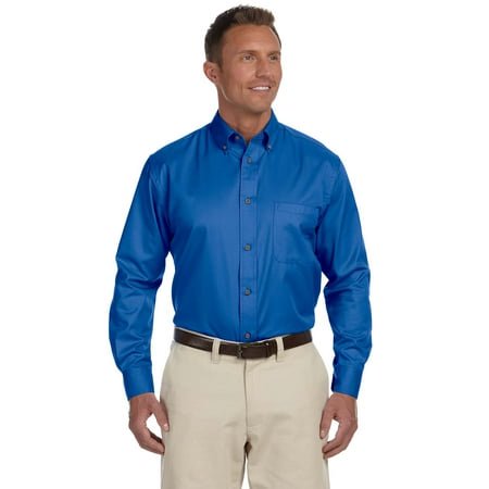Harriton Chemise à Manches Longues en Sergé pour Hommes Easy blendTM avec Élimination des Taches