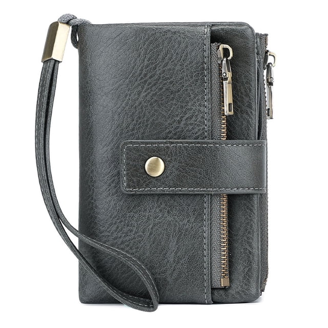 JFHHQ Men's Korean Style Vertical PU Leather Wallet Slim Bifold with Double Loose and Multiple Functional Card Slots One Size Grey