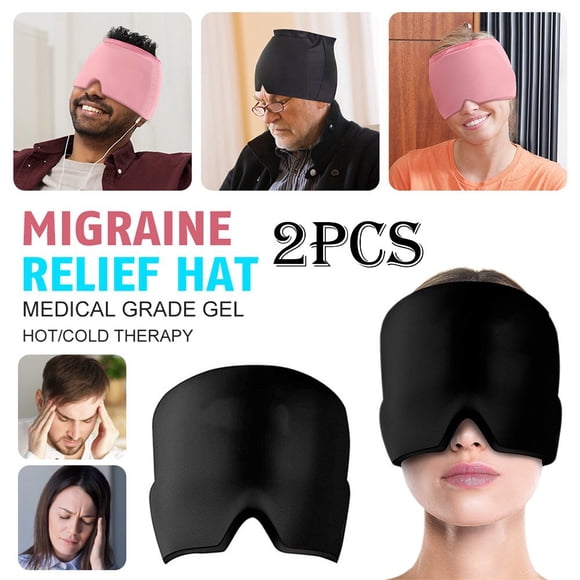 CHUANK 2PCS Gel Ice Headache & Migraine Relief Hat - Wearable Flexible Headband Ice Pack for Migraine & Headache Relief Long-Lasting Cooling No Confusion Ice Therapy Tension Relief