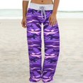 thumbnail image 1 of RKSTN Womens Pants Fashion Comfy Stretch Print Drawstring Wide Leg Lounge Pants Loose Comfortable Pants, 1 of 9