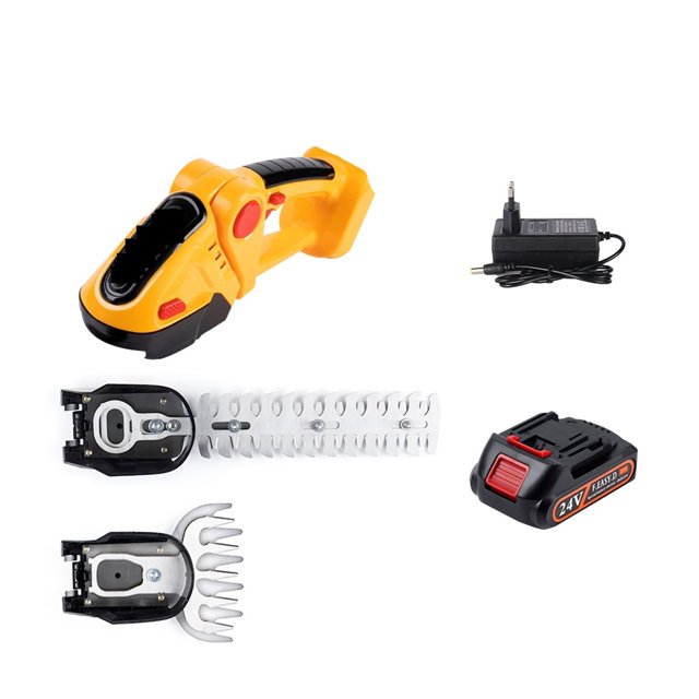 2 In 1 24V Cordless Electric Hedge Trimmer 20000RPM Rechargeable Handheld Household Shrub Weeding Pruning Mower Garden Tools