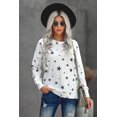 thumbnail image 1 of Women's White Round Neck Star Print Long Sleeve Top, 1 of 22