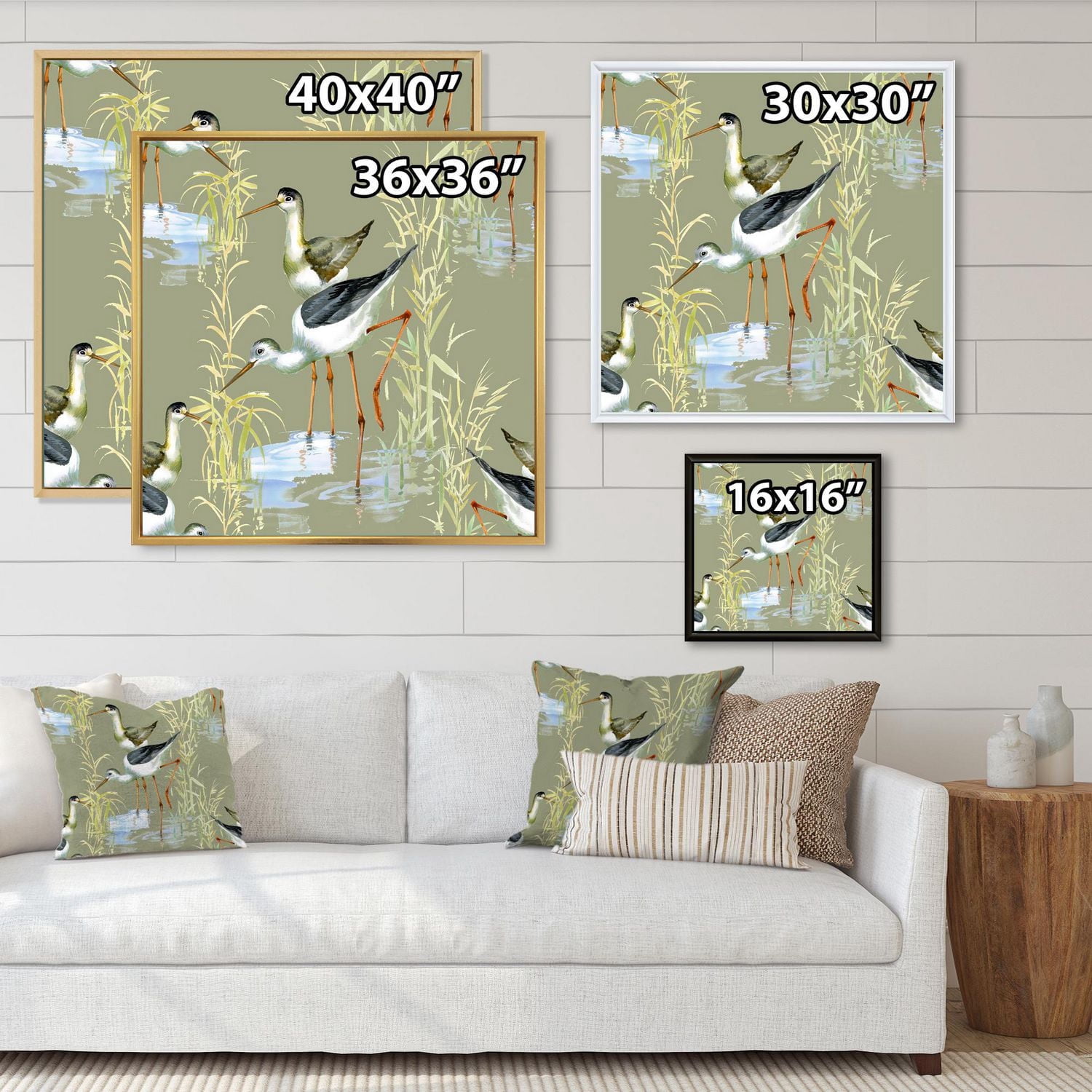 Designart Hérons Oiseaux Dans L'eau ART MURAL À CADRE FLOTTÉ