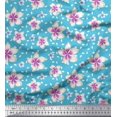 thumbnail image 1 of Soimoi Blue Rayon Fabric Leaves & Flower Floral Print Sewing Fabric Yard 56 Inch Wide, 1 of 3