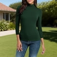 thumbnail image 2 of Women's Mock Neck Shirt 2025 - 3/4 Sleeve Slim Fit | Basic Layering Tee, 2 of 9