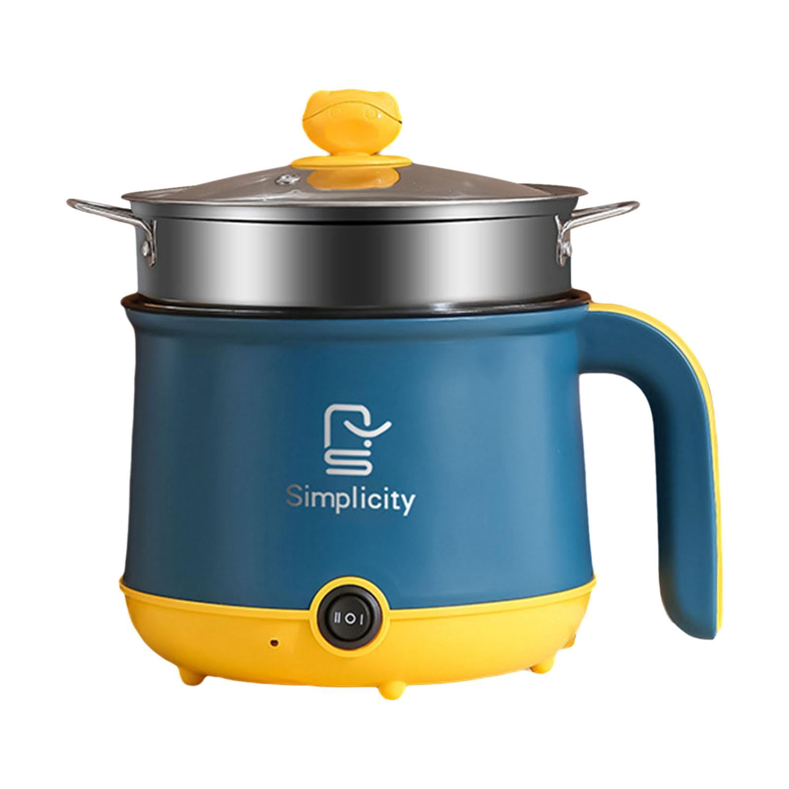 DOLITY Electric Mini Hot Pot Electric Ramen Cooker 110V US Cooking Pot Nonstick Mini Pot Noodles Cooker for Cooking Dumpling Boiling Blue