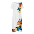 thumbnail image 4 of Pisexur Robe à Manches Courtes à Col en V Longueur Genou Mode Femmes Été Imprimé Décontracté Col en V Bouton Manches Courtes Vacances Poches Robe Femmes Robe en Liquidation, 4 of 5