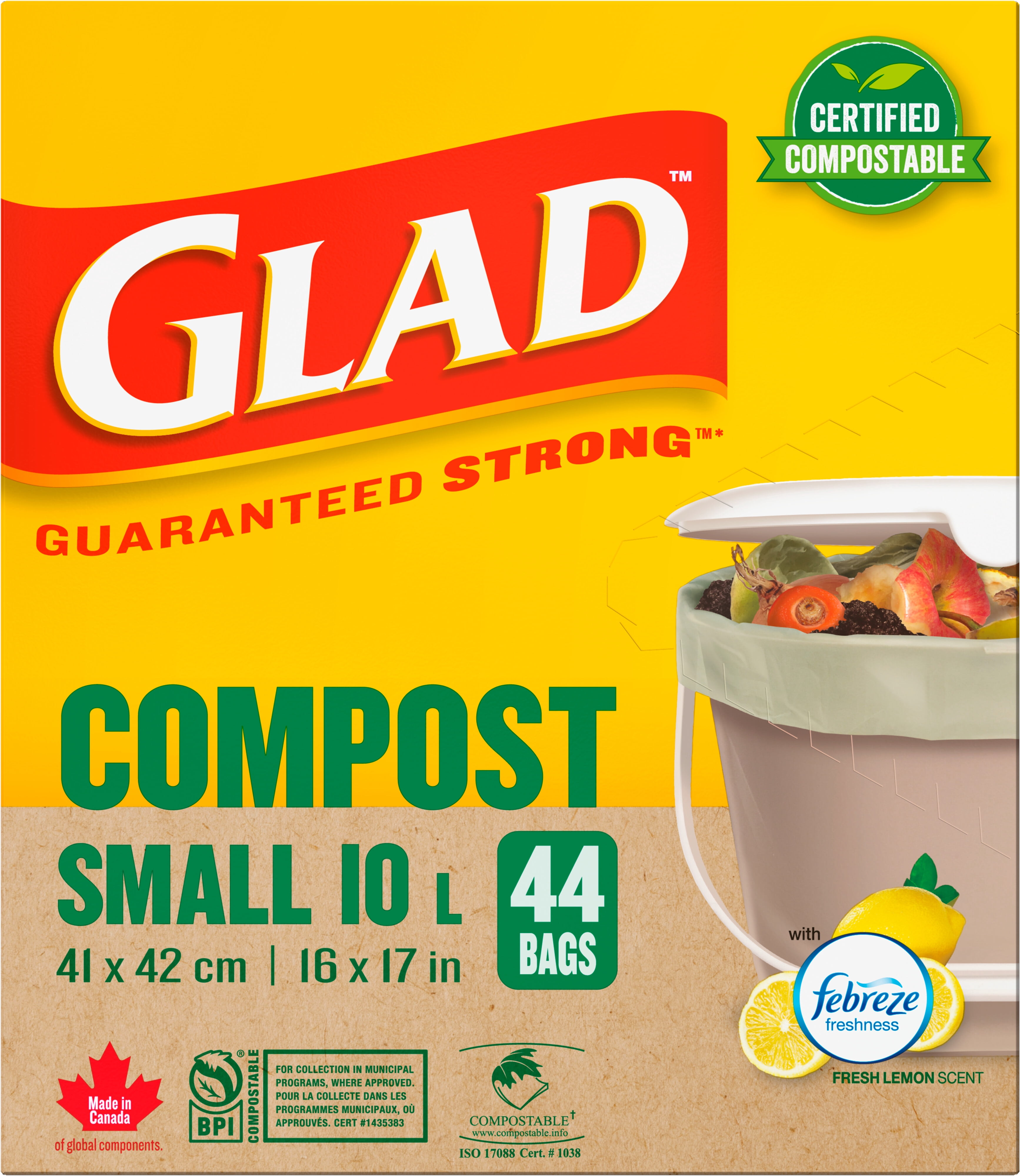 Glad Certified Compostable Bags - Small 10 Litres -
