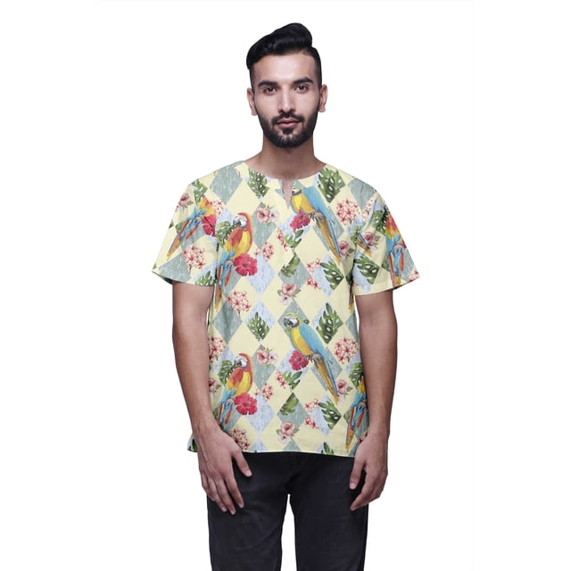 Atasi Short Kurta For Men Stylish Printed Cotton Cambric Summer Clothing
