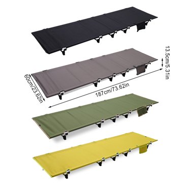 pitrice Camping Folding Bed Single Person Cots for Hiking Outdoor Cot Foldable Sleeping Oxford Fabric Mat Cots Backpacking Picnic Beach Travel Gray