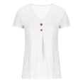 thumbnail image 4 of Timegard Womens Tops V Neck Button Ruched Cap Short Sleeve Solid Color Tee Dressy Casual Tunic Tops, 4 of 5