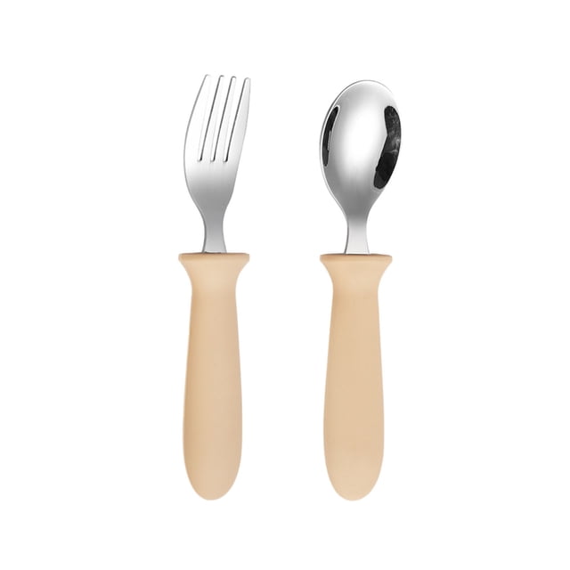 RKSTN Stainless Steel Children Fork Spoon 304 Stainless Steel Children's Fork Spoon-piece Set With Handle Baby Eating Spoon Training Chopstick Set