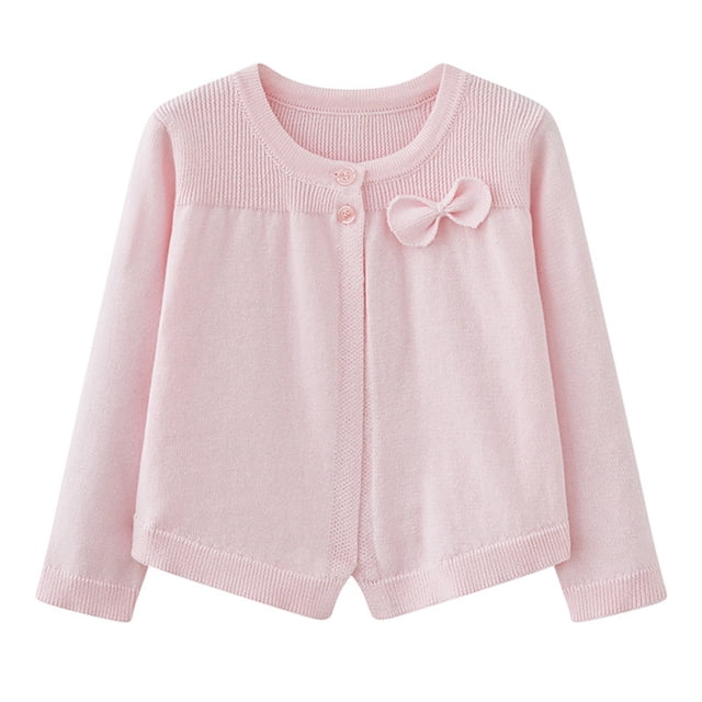Girls Shrug Cardigan One-button Ruffle Open Front Cotton Knit Crop Jacket Toddler Fall Bolero Outerwear 18M-14Y (18 Months, Pink 04)