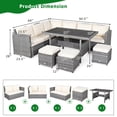 thumbnail image 4 of Costway 7 PCS Patio Rattan Dining Set Sectional Sofa Couch Ottoman Garden White, 4 of 10