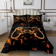 thumbnail image 1 of YST Gamer Quilt Set for Boys Gaming Room Bedspread Queen Soft Coverlet Set, Orange Geometry Honeycomb Print Bed Set 3 Pcs, Modern Abstract Plaid Bedding, 1 of 5
