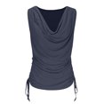 thumbnail image 4 of Kaemgyyd Women Cowl Neck Tank Tops Summer Ruched Sleeveless Casual Shirts Solid Side Drawstring Tie Plus Size Tee, 4 of 6
