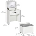 thumbnail image 3 of HOMCOM Vanity Set, Makeup Vanity Desk with Flip Top Mirror, White, 3 of 10