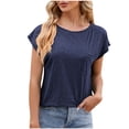 thumbnail image 1 of AherBiu Hauts d'Entraînement pour Femmes, Coupe Ample, Manches Cap, Col Ras du Cou, Haut Basique Confortable, T-Shirts, Chemises, Blouse, 1 of 2