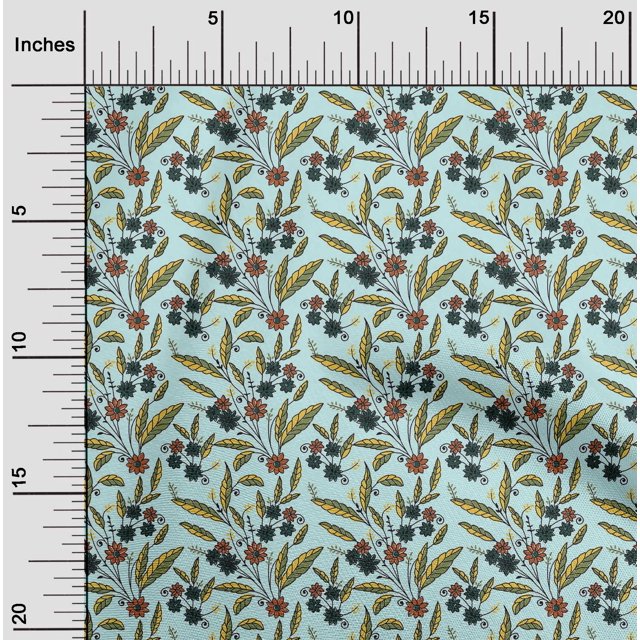 oneOone Cotton Flex Fabric Leaves & Floral Block Decor Fabric Printed BTY 40 Inch Wide