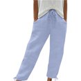 thumbnail image 1 of FNFYFH Clearance Women's Stylish Linen Pants Elastic Waist, 1 of 5