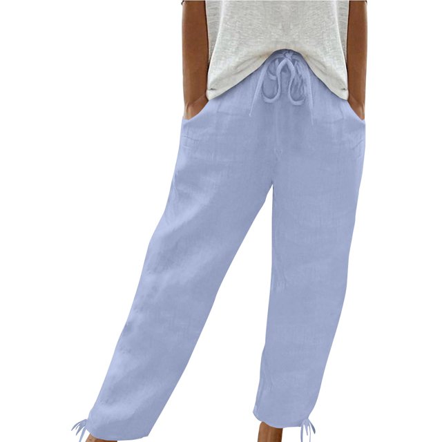 FNFYFH Clearance Women's Stylish Linen Pants Elastic Waist
