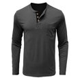 thumbnail image 4 of Stylish Men's Button-Up Long Sleeve T-Shirt for Autumn Casual Wear Comfortable Base Layer for Everyday Use Fashionable Rounded Neck Tee, 4 of 7