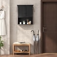 thumbnail image 4 of Topbuy Armoire à Pharmacie Murale à Double Porte avec Compartiment Ouvert et Tablette Ajustable, Noir, 4 of 10