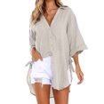 thumbnail image 2 of Birdeem T-Shirt Décontracté Mode Femme Col en V Manches Courtes Ample, 2 of 5