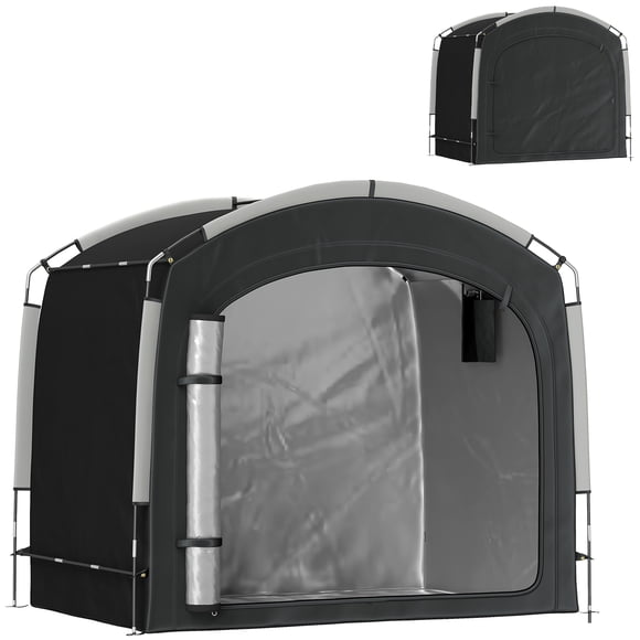 Outsunny Bike Storage Tent Shed with Carry Bag for 3-4 Bikes, Black