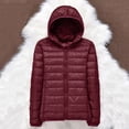 thumbnail image 4 of Packable down Jacket, Lightweight Hooded Puffer, White Duck down Coat Wine Xxl , Coat, 4 of 5