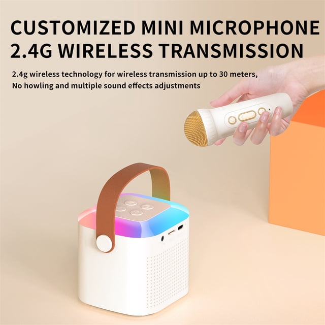 Microphone Portable à Main, Microphone, Mini Haut-Parleur Extérieur Maison, Ensemble de Son Karaoké Intelligent Sans Fil