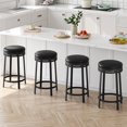 thumbnail image 1 of 360°Swivel Bar Stools Set,  PU Leather Counter Height Barstools with Footrest & Metal Frame, Upholstered Backless Round Bar Stools for Kitchen Island, 1 of 7