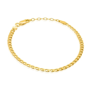 Mercie Bracelet Chaîne Gourmette Plate 4,3 mm en Argent Sterling Vermeil Or, Bijoux de Tous les Jours pour Femmes
