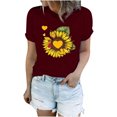 thumbnail image 2 of Pompotops Femmes Casual Sexy Mode Été Col Rond T-Shirt Imprimé en Vrac Manches Courtes Tops Blouse, 2 of 3