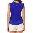 thumbnail image 3 of INSPIRE CHIC Women's Sleeveless Blouse Ruffled Pleated Wear-to-Work Chic Blouse L Royal Blue, 3 of 8