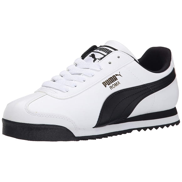 PUMA Men's Roma Basic Fashion Sneaker, White/Black Leather - 13 D(M) US
