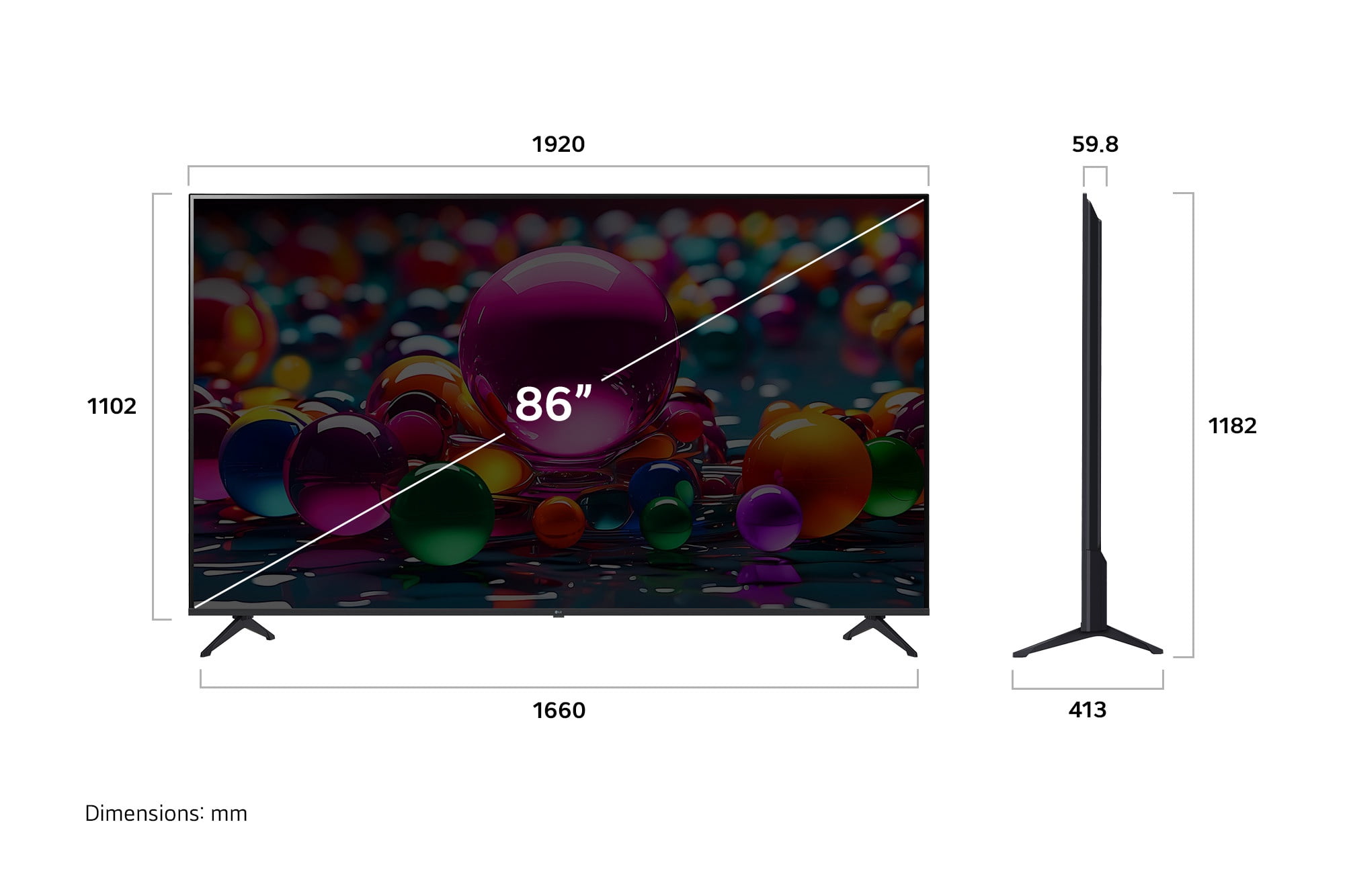 Téléviseur intelligent LG 86 pouces UA7500 4K - processeur IA α7, Alexa Ready, taux de rafraîchissement 60Hz, HDMI 2.0, HDR10, ALLM, optimiseur de jeux, WebOS25 (86UA7500ZUA, 2025)