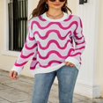 thumbnail image 2 of Pullovers Jacquard Contrasté pour Femmes en Tricot Ample, 2 of 5