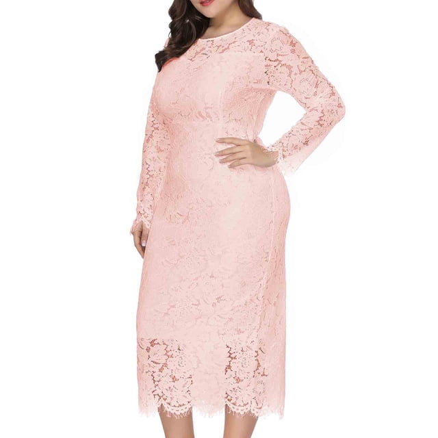 LSLJS Femmes de la Mode Évider Dentelle Longue Dress Soirée à Manches Longues Dress Parti Dress, Robes de Cocktail for Women Soirée
