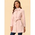 thumbnail image 3 of INSPIRE CHIC Manteau Long Trench Élégant d'Hiver pour Femme à Col à Revers Rose P, 3 of 6