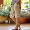 thumbnail image 2 of BLVB Linen Shorts for Women High Waisted Lightweight Bermuda Shorts Side Button Short Beach Vacation Outfits Pockets, 2 of 7