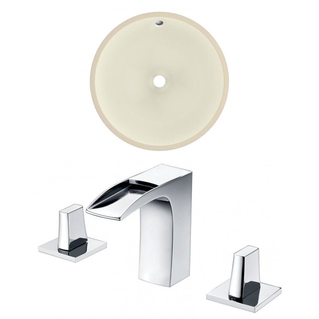 16-in. W Round Bathroom Undermount Sink Set In Biscuit - Chrome Hardware AI-22858