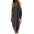 thumbnail image 1 of Becaristey Robe Maxi pour Femme à Rayures Longues Robes Décontractées Amples Caftan Surdimensionné Col Rond Noir P, 1 of 3