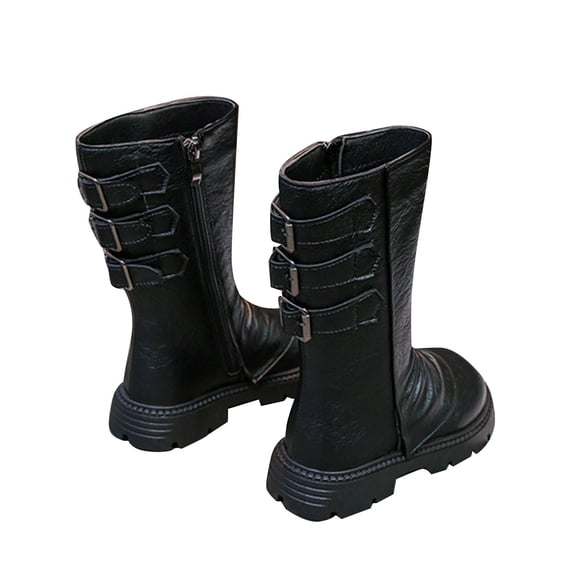 QHFBli Toddlers Kids Girls Ankle Boots Riding Boots for Girls Classic British Design Comfortable School Footwear With Decorative Bowknot Black 4-4.5Years