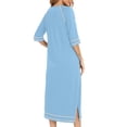 thumbnail image 3 of MeetoTime Robe pour Femmes à Fermeture Éclair devant, Robe de Maison, Chemise de Nuit à Manches 3/4, Longueur Complète, Tenue de Détente pour Dames avec Poches, 3 of 5