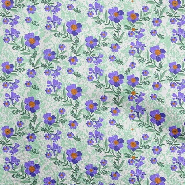 oneOone Rayon Sea Green Fabric Florals Craft Projects Decor Fabric Printed By The Yard 56 Inch Wide