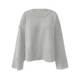 thumbnail image 4 of AherBiu Chandail Court pour Femmes Col Ras du Cou Tricoté Chandail Hauts Automne Hiver Tendance Chaud Manches Longues Chandail, 4 of 4